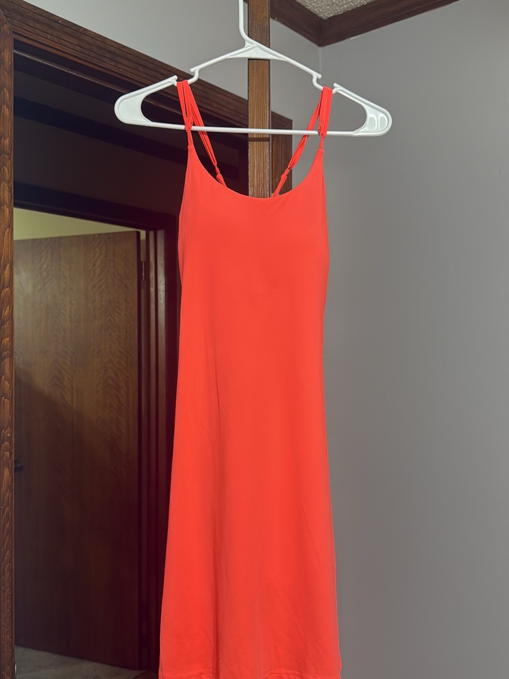 Bright Coral Slip Dress with Spaghetti Straps